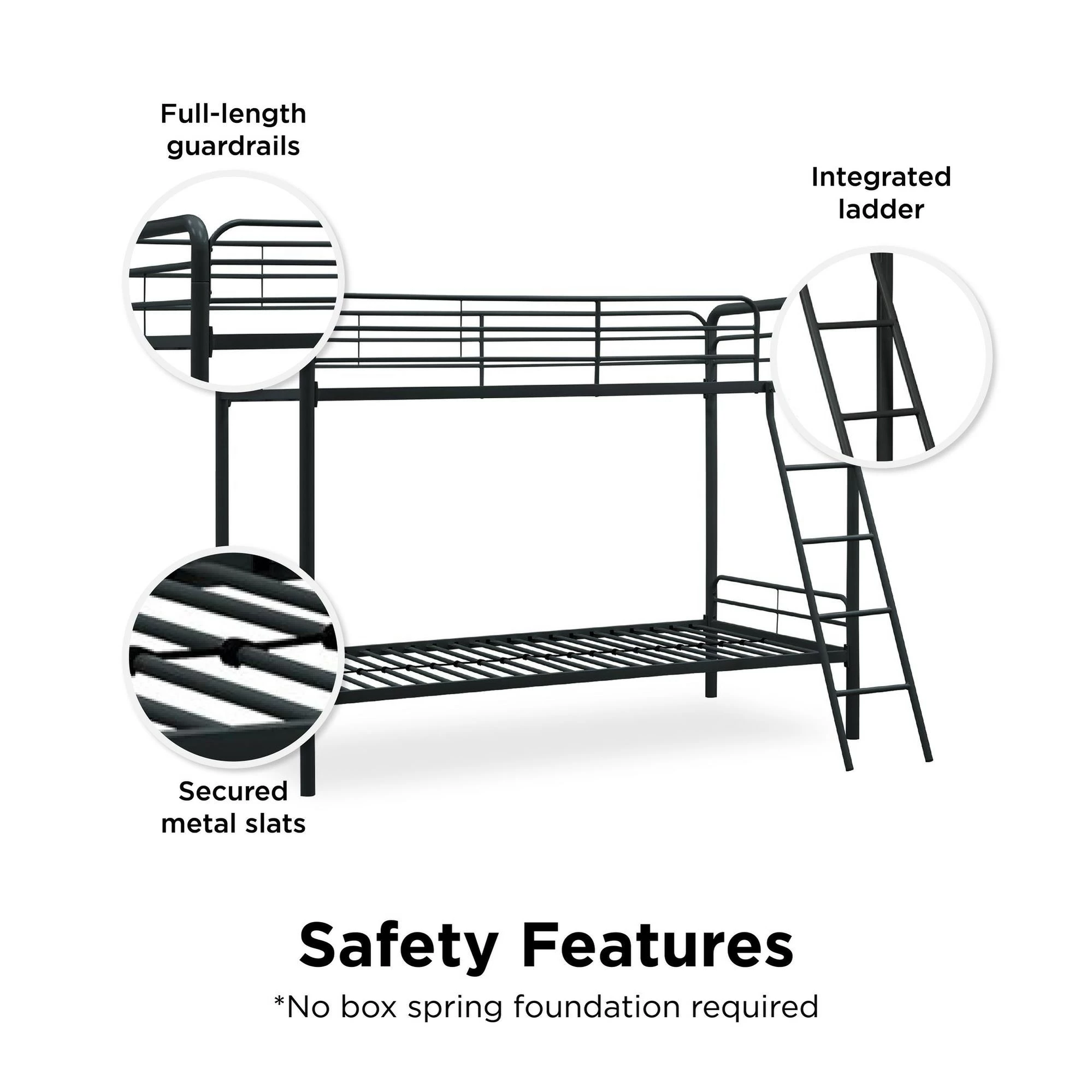 Best Pirce ๐ Avenue Greene Avenue Green Edison Twin Over Twin Metal Bunk Bed Black ๐ - Image 13