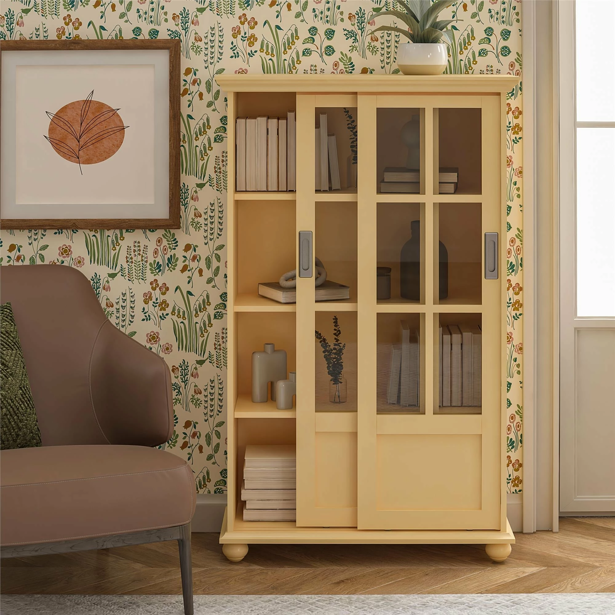 New ๐ Avenue Greene Abbeywood Bookcase With Sliding Glass Doors Pale Blue โญ - Image 8