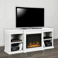 Hot Sale 🥰 Avenue Greene Anderson Electric Fireplace TV Stand For TVs Up To 70 Inches Wide White 🔥