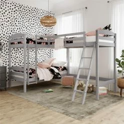 Cheapest 🤩 Avenue Greene Annie Triple Wood Bunk Bed Grey 🥰