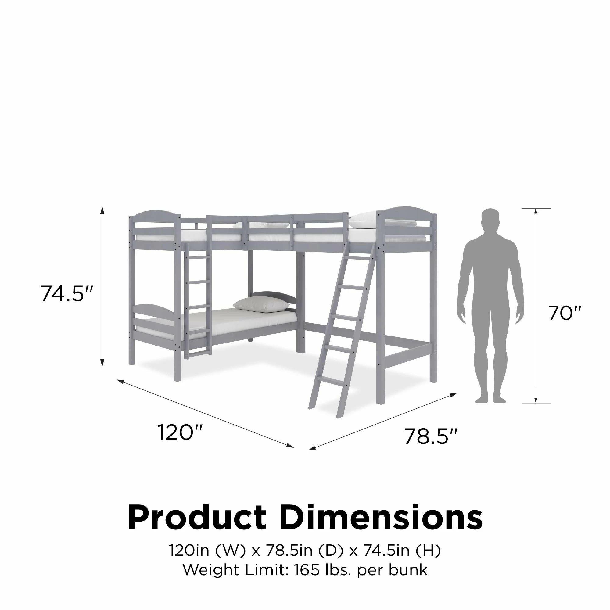Cheapest 🤩 Avenue Greene Annie Triple Wood Bunk Bed Grey 🥰 - Image 5