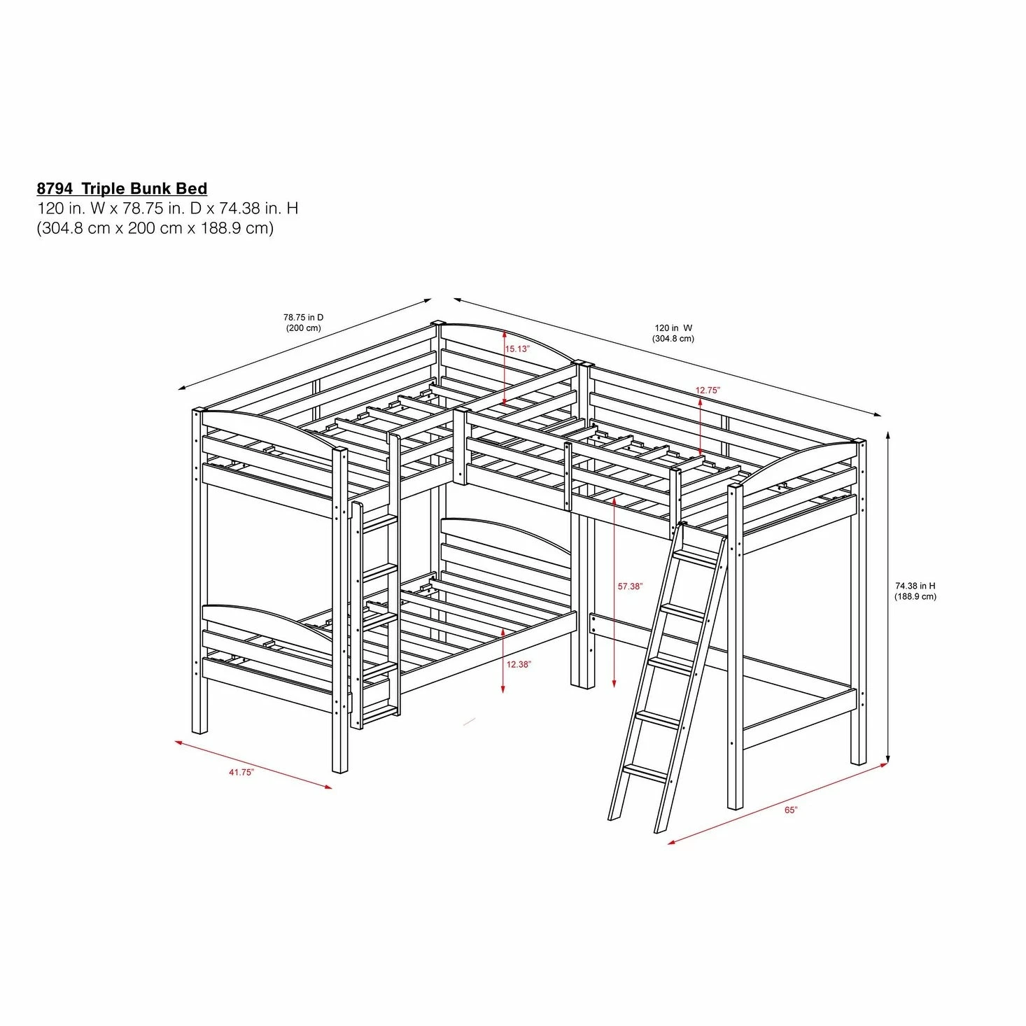 Cheapest 🤩 Avenue Greene Annie Triple Wood Bunk Bed Grey 🥰 - Image 6