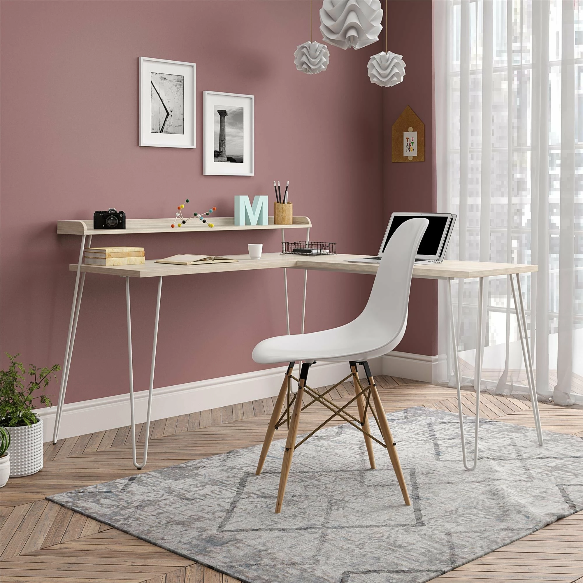 Buy π Avenue Greene Archwood L Desk With Riser Natural/white π― 7 Buy π Avenue Greene Archwood L Desk With Riser Natural/white π― - Image 5