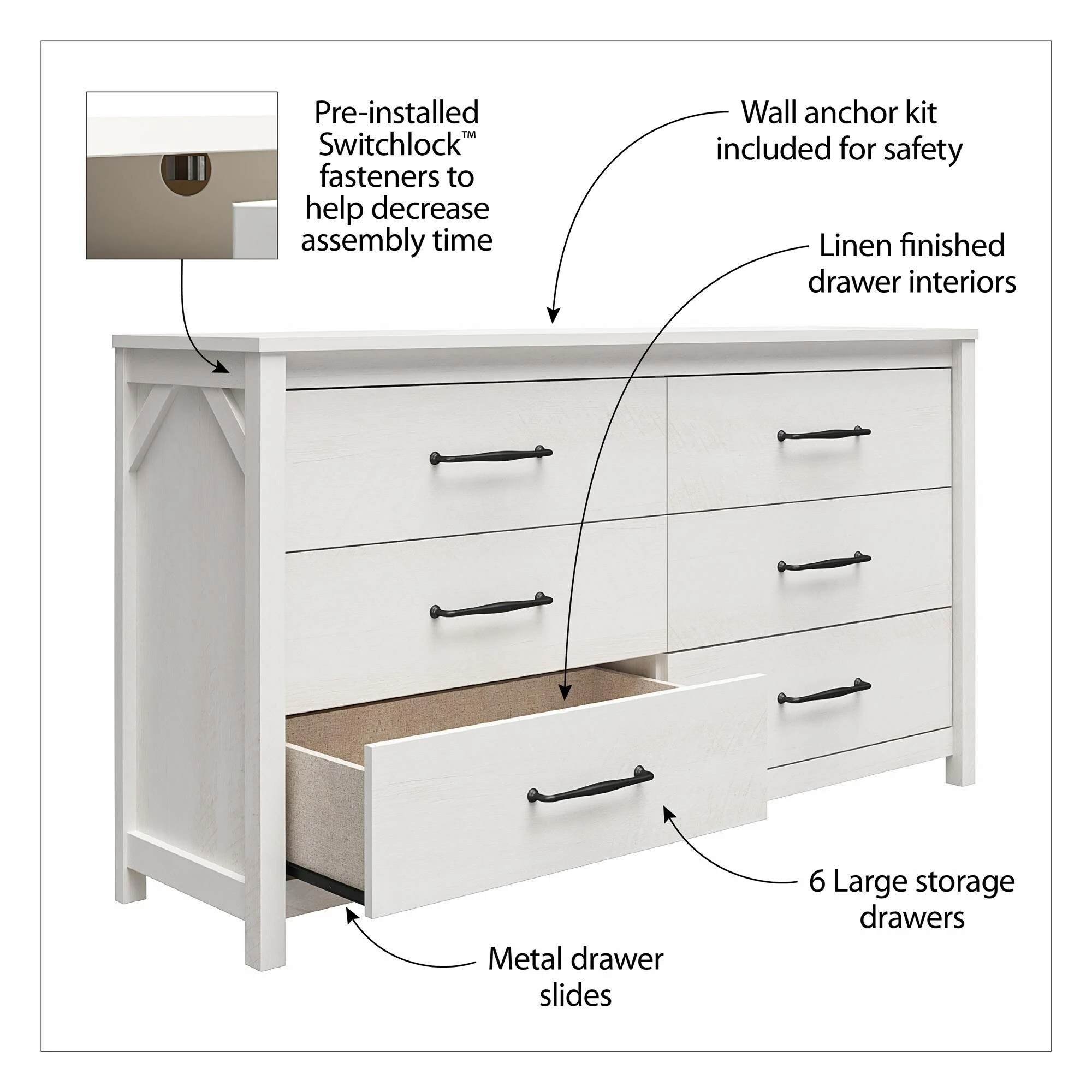 Cheapest β¨ Avenue Greene Augusta 6 Drawer Wide π Dresser Natural π€© - Image 10