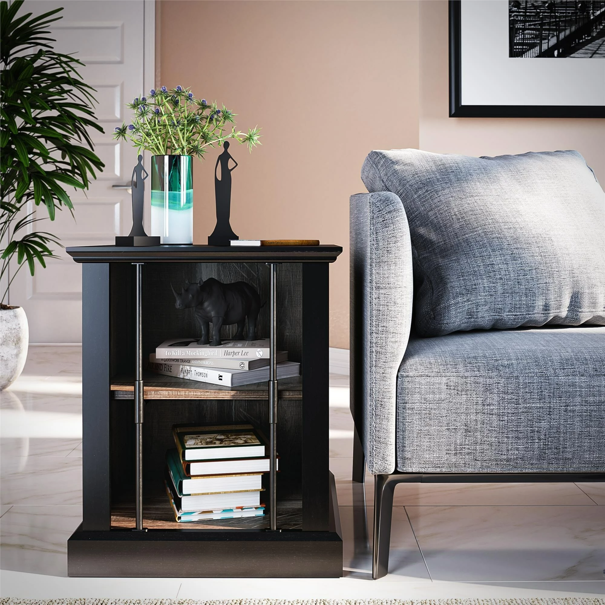 Budget ❤️ Avenue Greene Calavar Two-Toned Rustic End Table With 2 Open Shelves ⌛