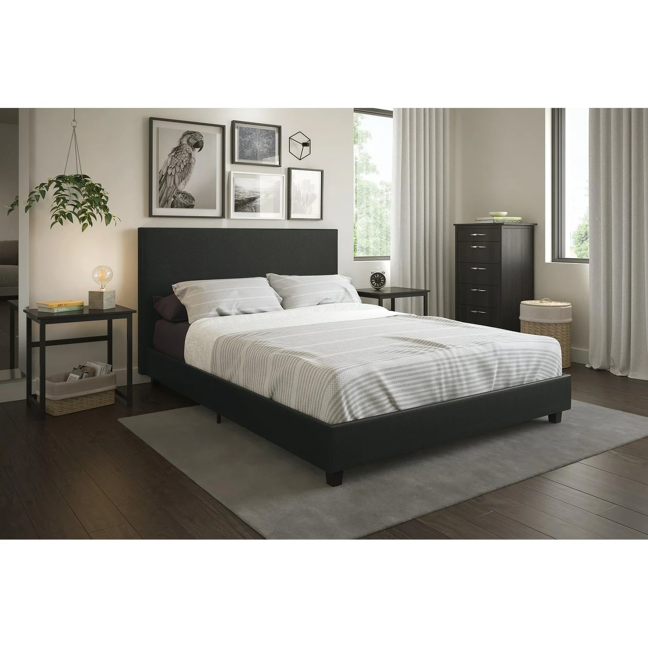 Coupon ๐ Avenue Greene Collen Upholstered Bed Black ๐