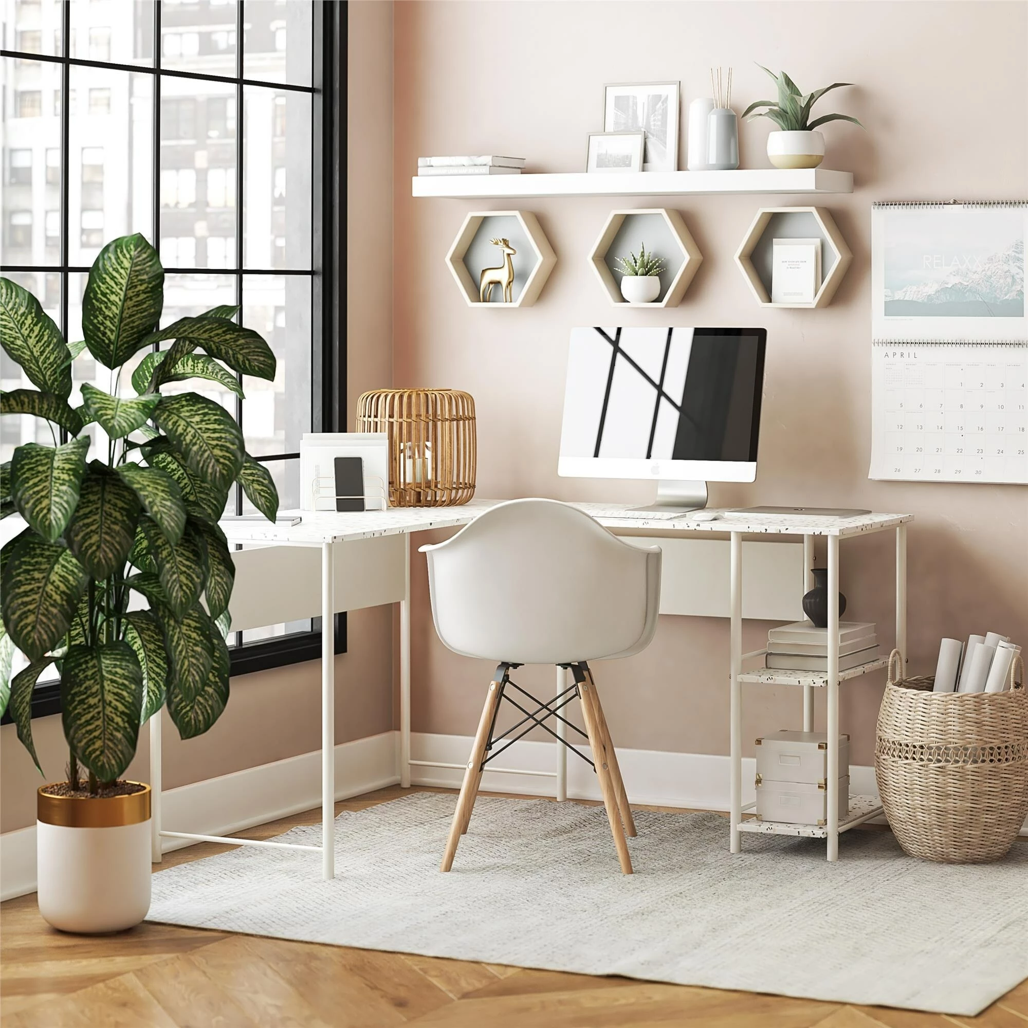 Best reviews of π Avenue Greene Cyrus L Desk Faux White Terrazzo/white π 13 Best reviews of π Avenue Greene Cyrus L Desk Faux White Terrazzo/white π - Image 11
