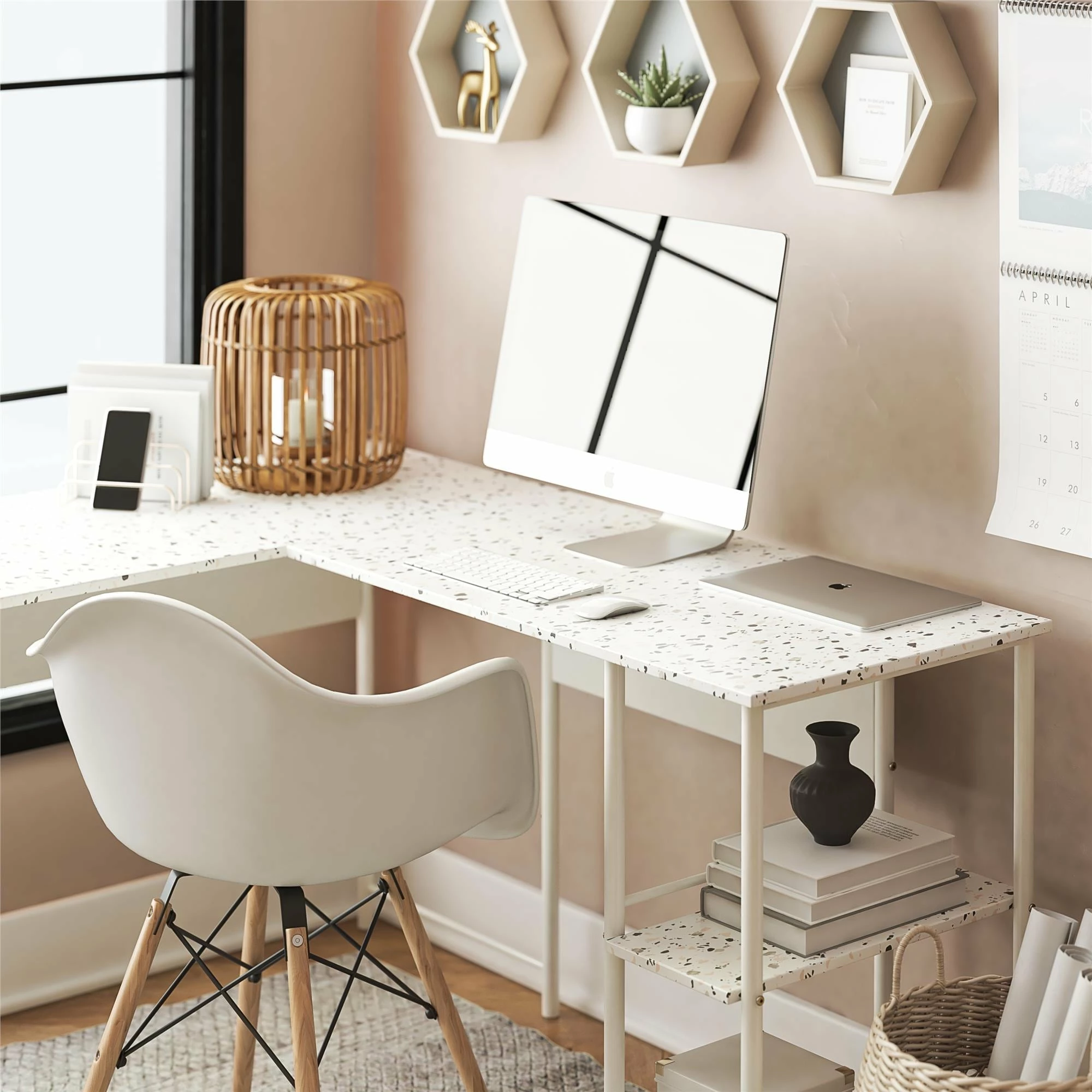 Best reviews of π Avenue Greene Cyrus L Desk Faux White Terrazzo/white π 14 Best reviews of π Avenue Greene Cyrus L Desk Faux White Terrazzo/white π - Image 12