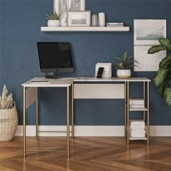 Best reviews of 🛒 Avenue Greene Cyrus L Desk Faux White Terrazzo/white 🌟