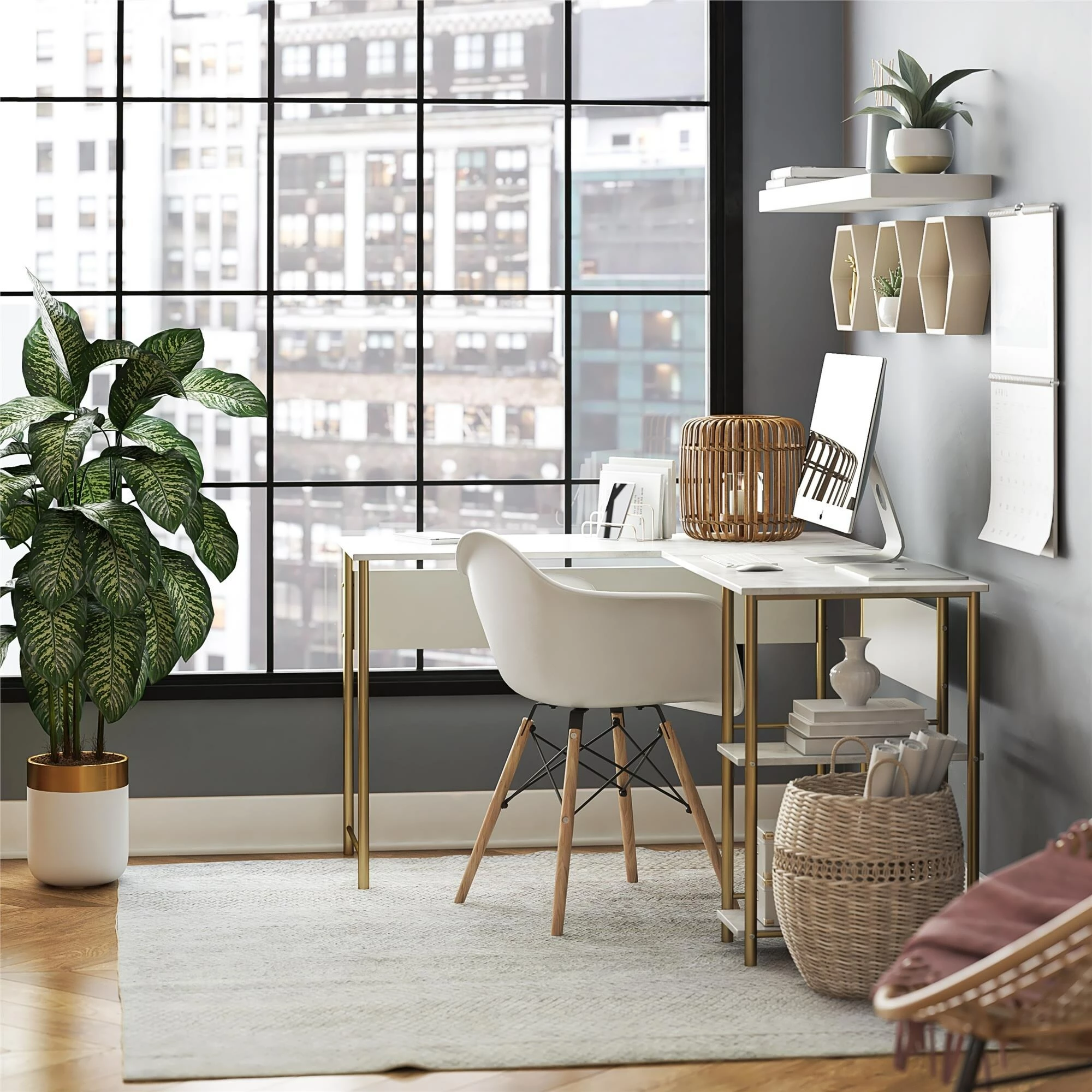 Best reviews of π Avenue Greene Cyrus L Desk Faux White Terrazzo/white π 6 Best reviews of π Avenue Greene Cyrus L Desk Faux White Terrazzo/white π - Image 4