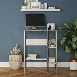 Cheapest ✔️ Avenue Greene Cyrus Standing Desk Faux White Terrazzo/white 😍