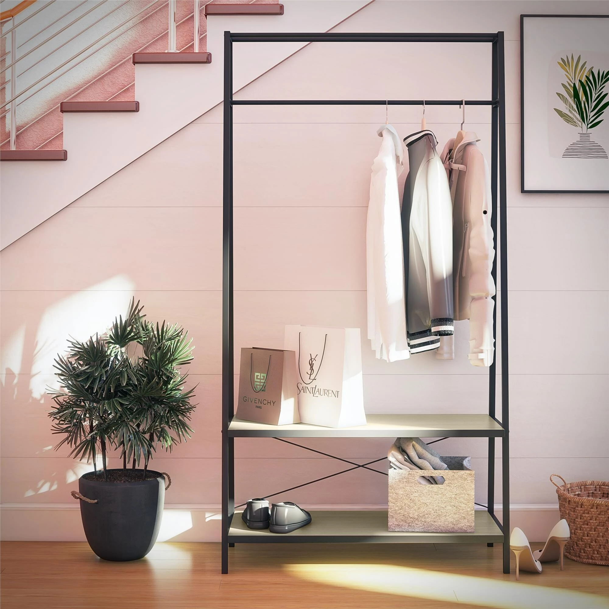 Wholesale ๐งจ Avenue Greene Danube Closet Storage Rack Pale Oak ๐