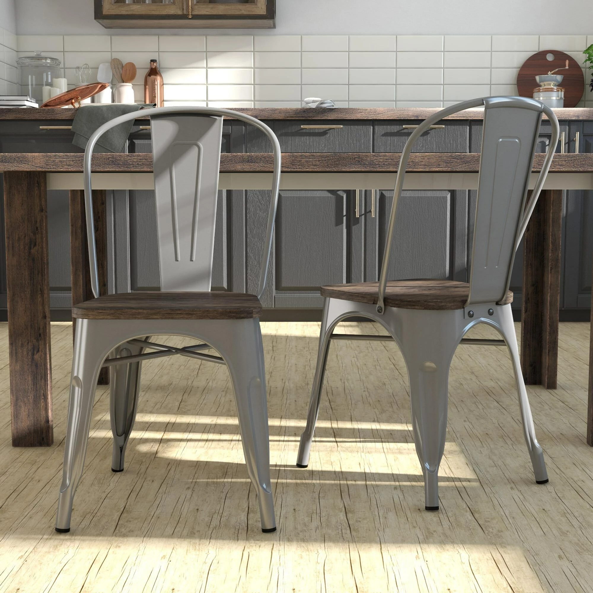 Deals π Avenue Greene Filipa Metal Dining Chair With Wood Seat (Set Of 2) π - Image 2