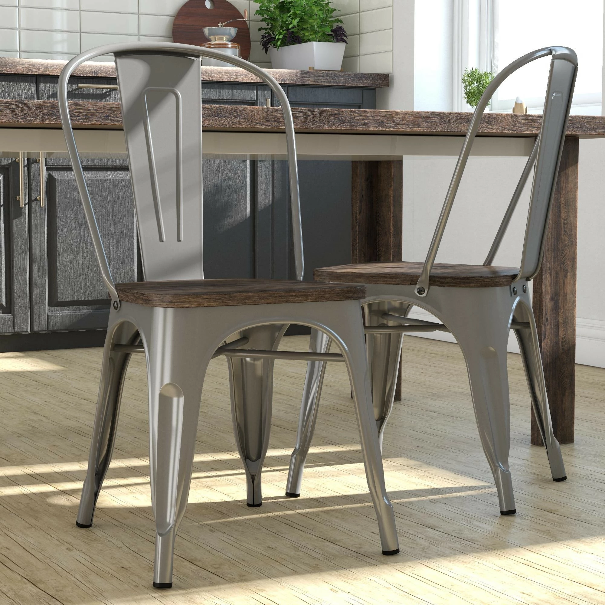 Deals π Avenue Greene Filipa Metal Dining Chair With Wood Seat (Set Of 2) π