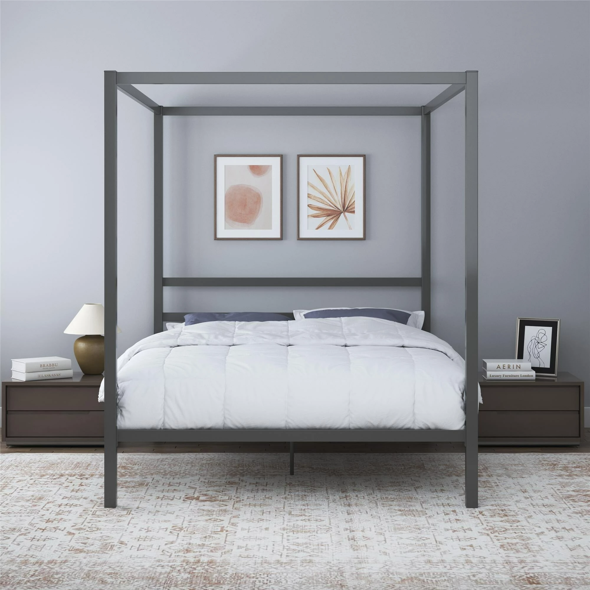 Flash Sale π€© Avenue Greene Gia Grey Metal Canopy Bed π - Image 2