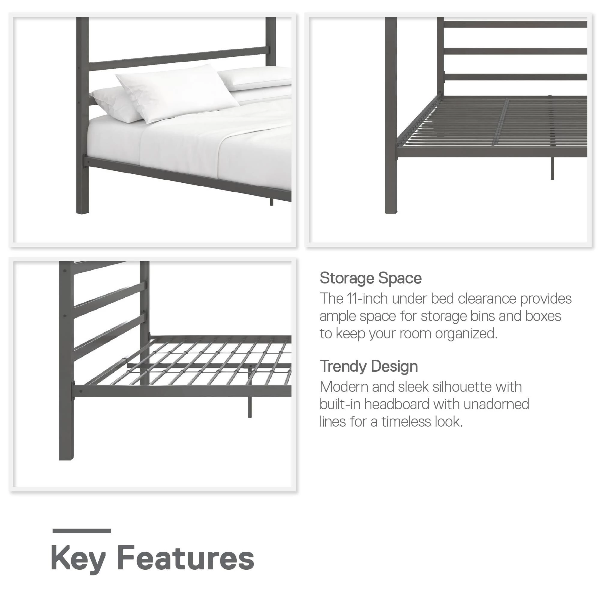 Flash Sale π€© Avenue Greene Gia Grey Metal Canopy Bed π - Image 3