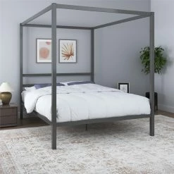 Flash Sale 🤩 Avenue Greene Gia Grey Metal Canopy Bed 🎉