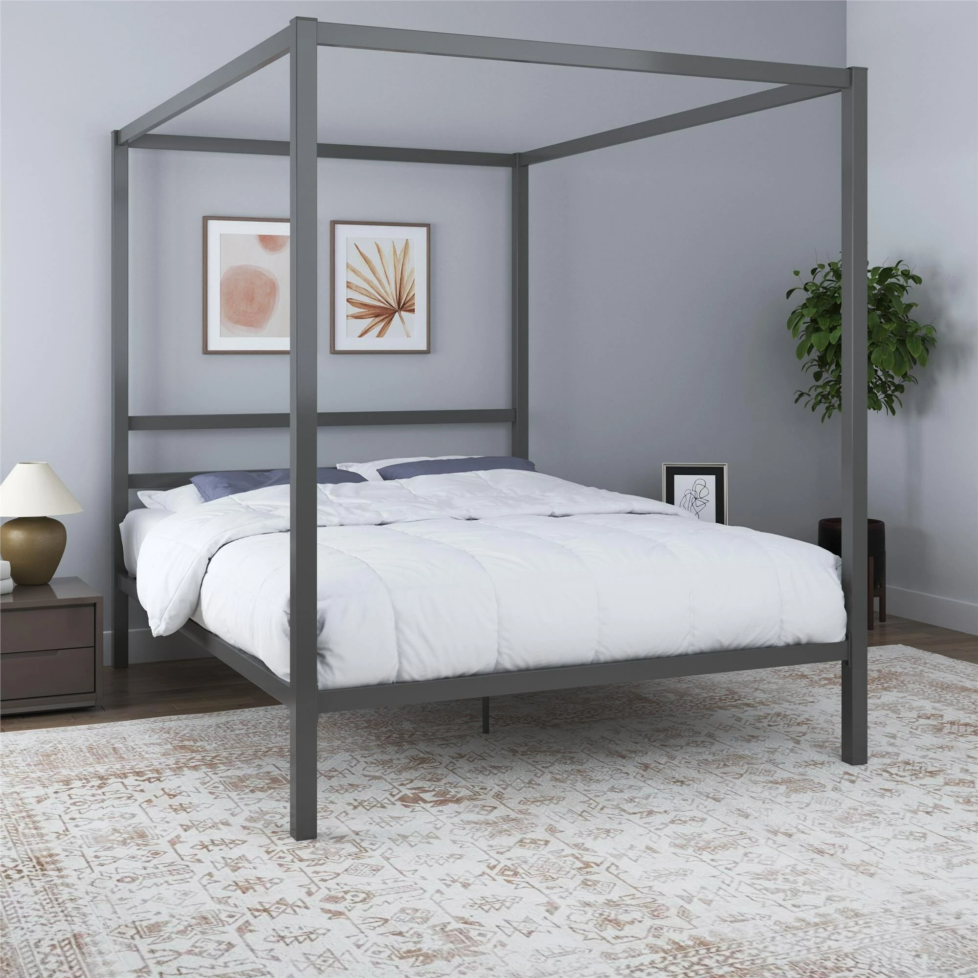 Flash Sale π€© Avenue Greene Gia Grey Metal Canopy Bed π
