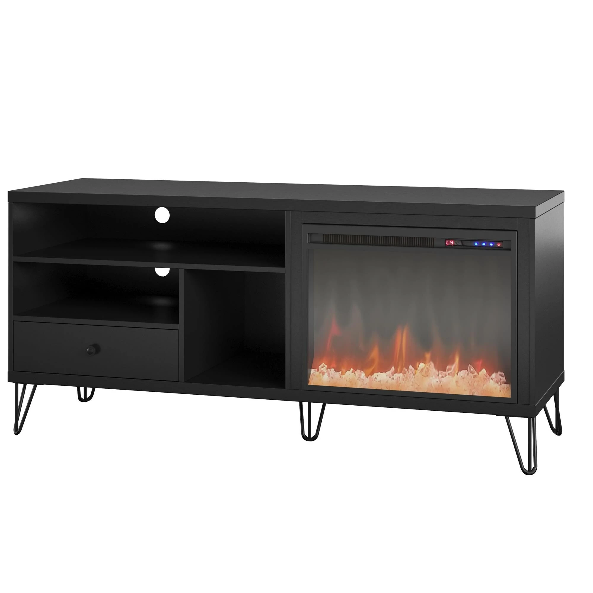 Coupon π Avenue Greene Isaac Mid-century Fireplace TV Stand - N/A Black π₯° - Image 13