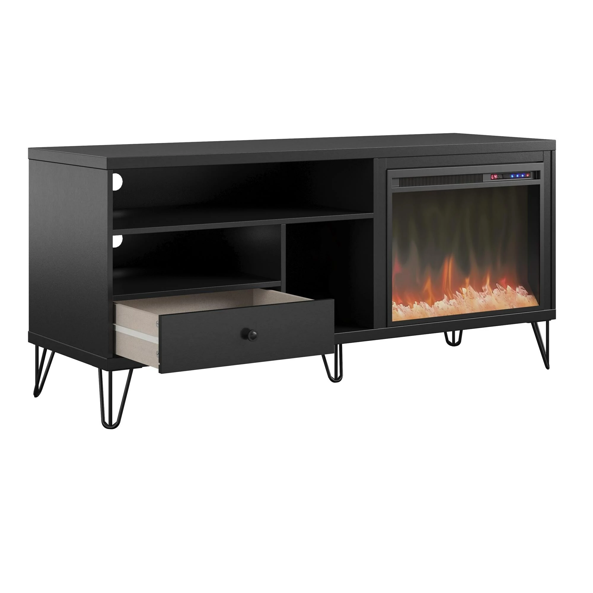 Coupon π Avenue Greene Isaac Mid-century Fireplace TV Stand - N/A Black π₯° - Image 14