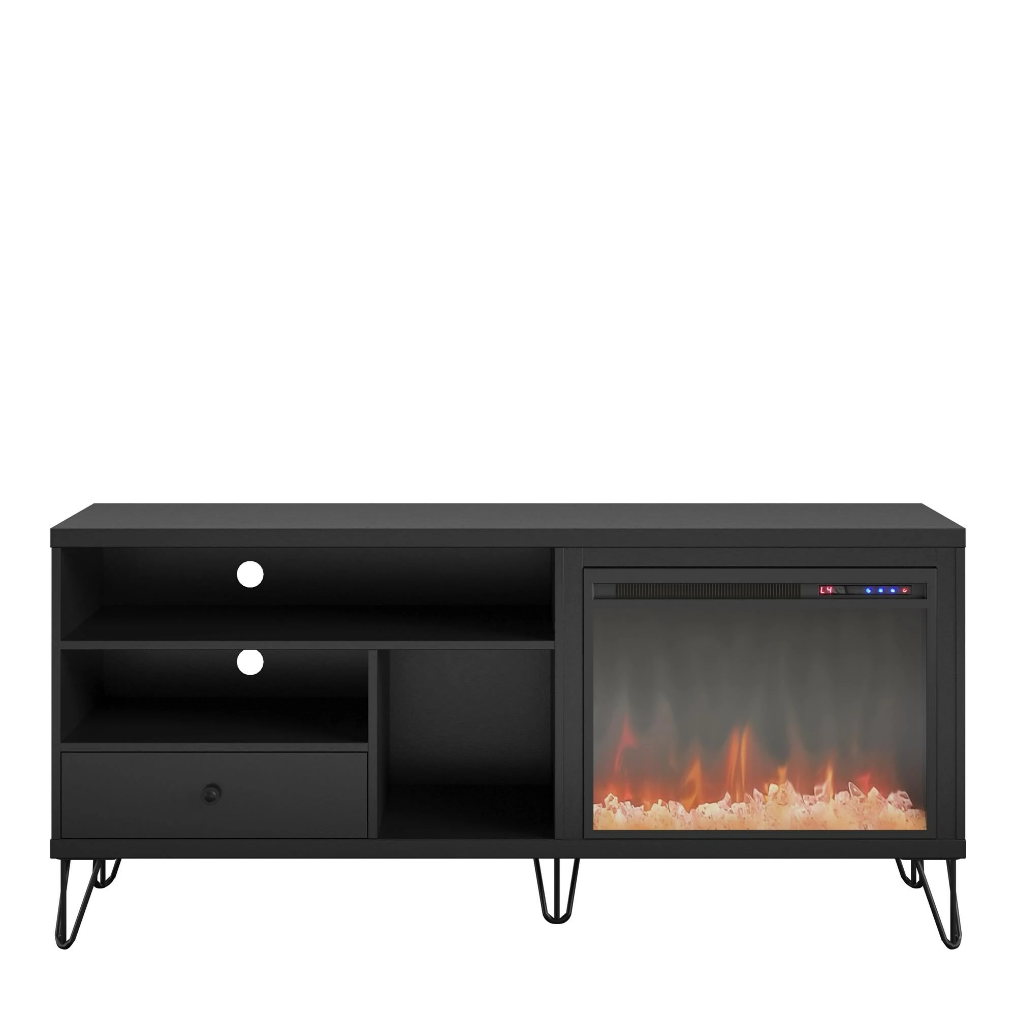 Coupon π Avenue Greene Isaac Mid-century Fireplace TV Stand - N/A Black π₯° - Image 15