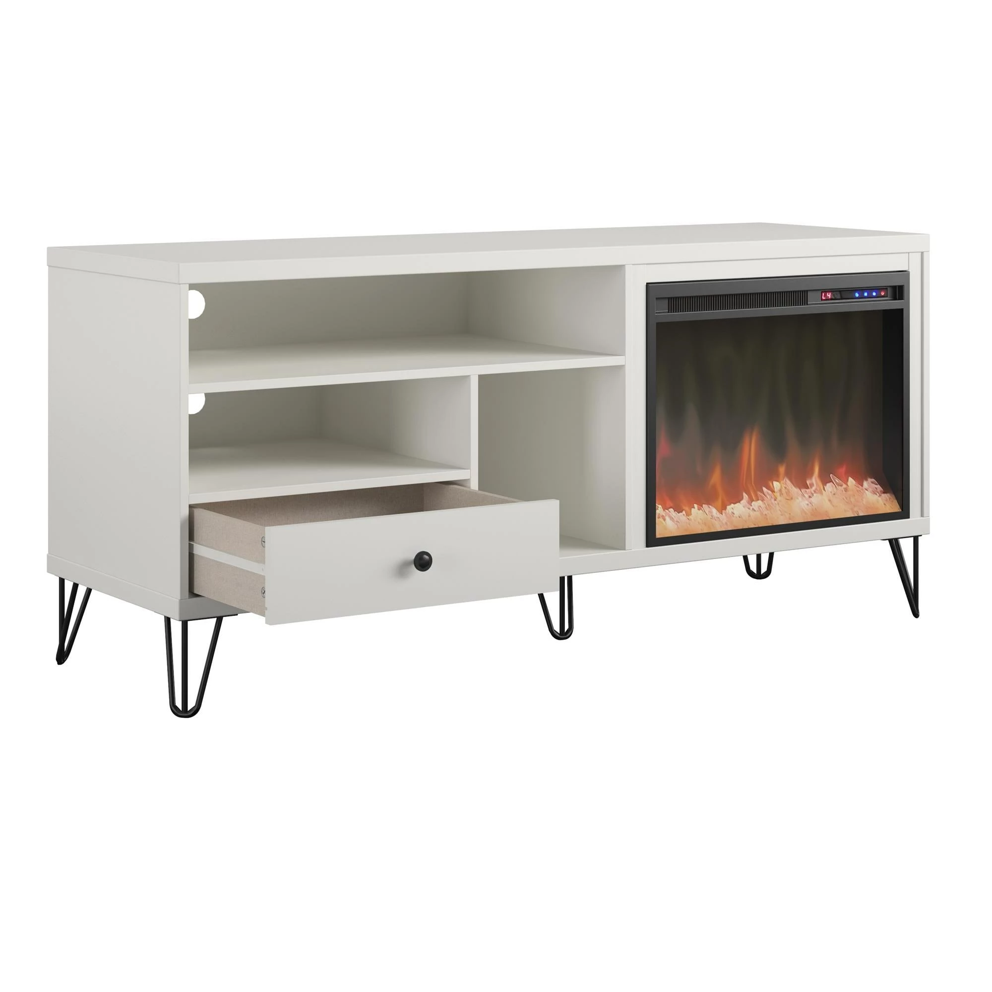 Coupon π Avenue Greene Isaac Mid-century Fireplace TV Stand - N/A Black π₯° - Image 4