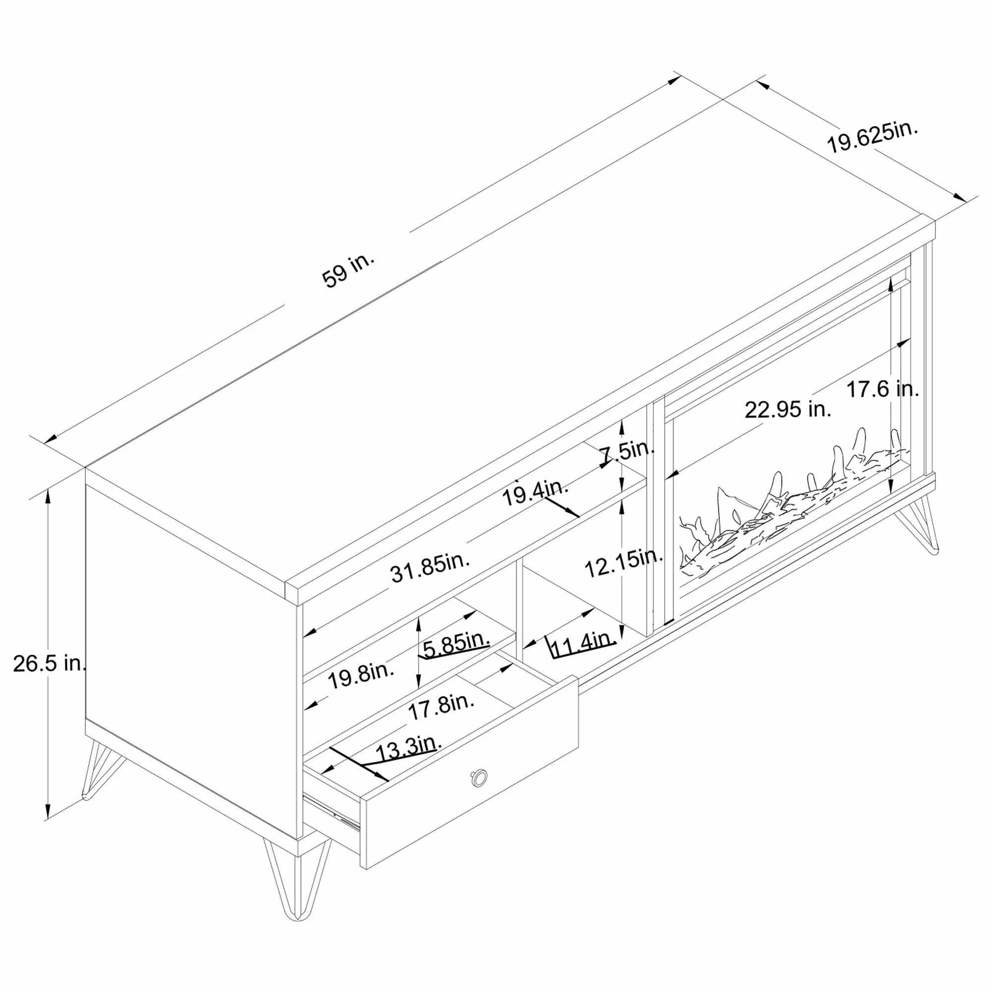 Coupon π Avenue Greene Isaac Mid-century Fireplace TV Stand - N/A Black π₯° - Image 6