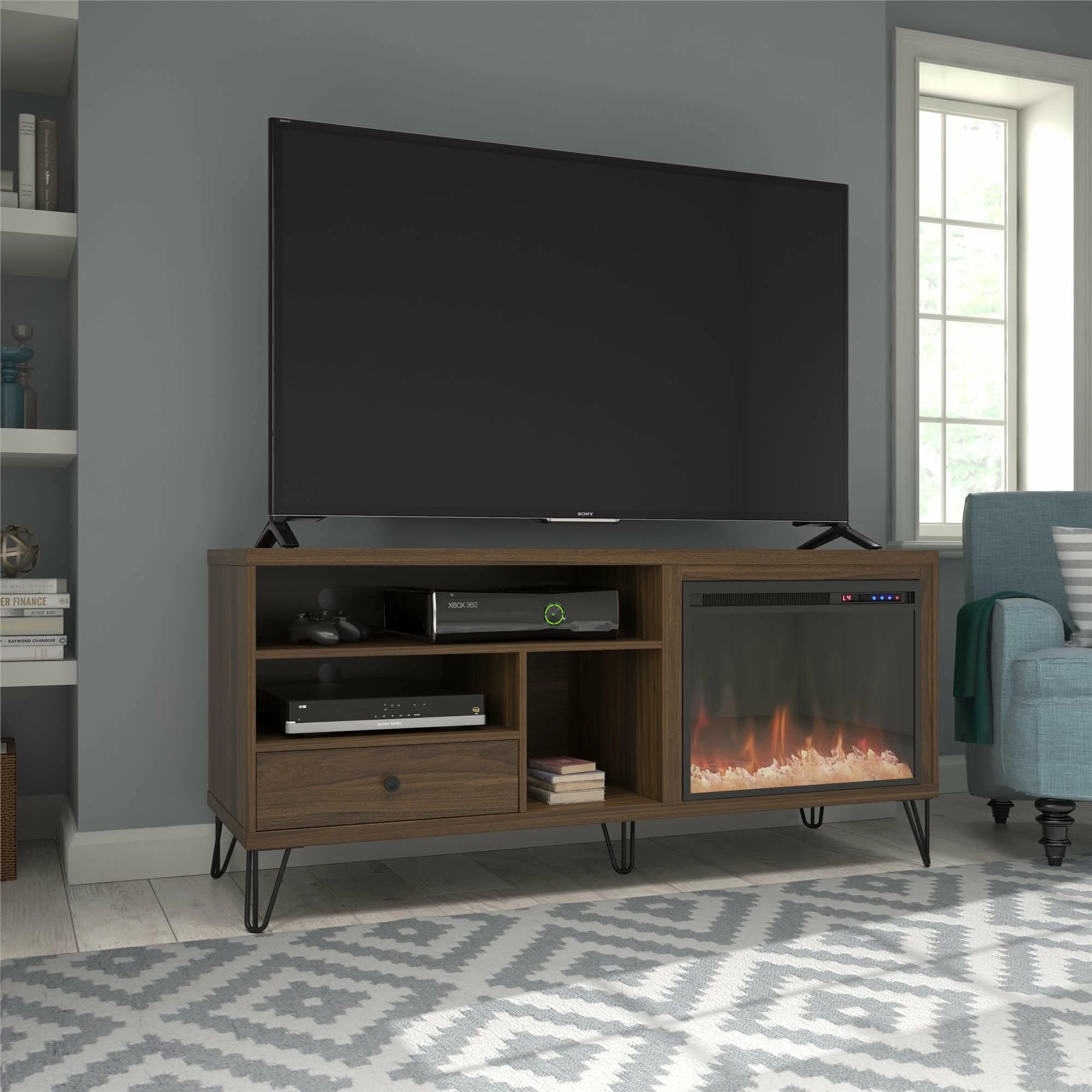Coupon π Avenue Greene Isaac Mid-century Fireplace TV Stand - N/A Black π₯° - Image 8