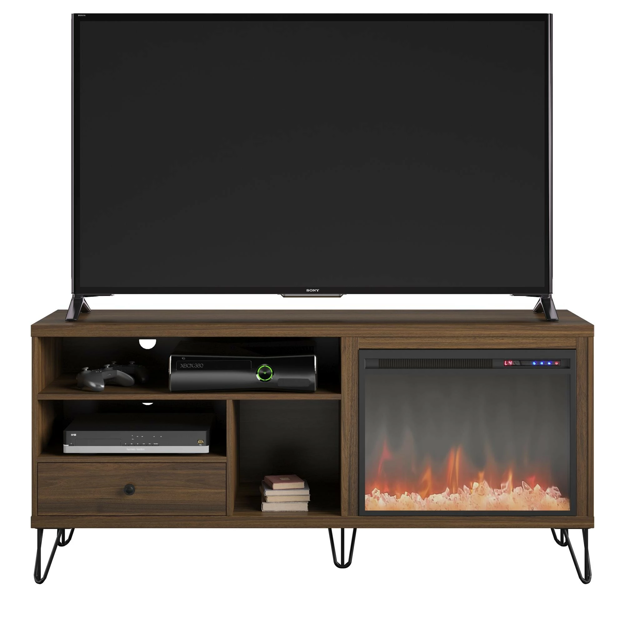 Coupon π Avenue Greene Isaac Mid-century Fireplace TV Stand - N/A Black π₯° - Image 9