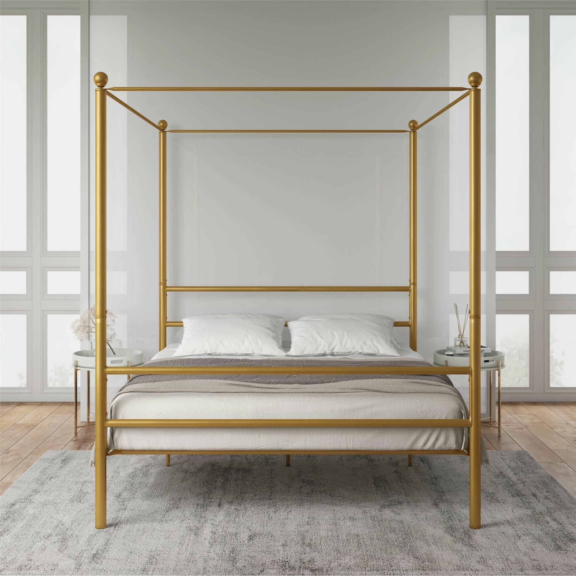 Outlet π Avenue Greene Knox Four Post Metal Canopy Bed Gold π - Image 2