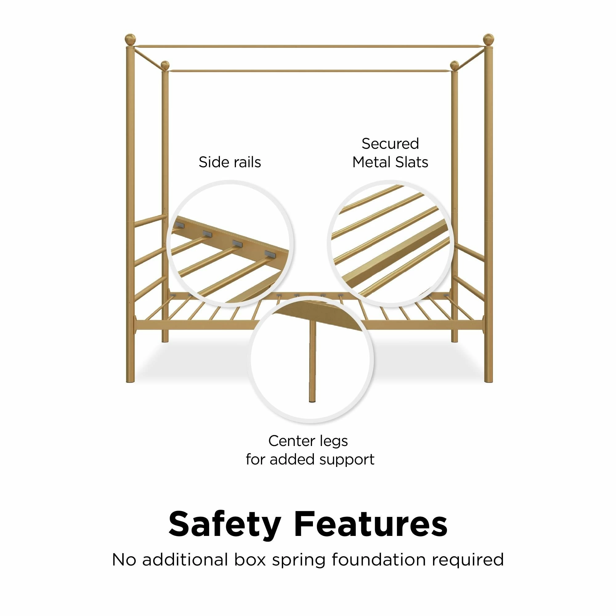 Outlet π Avenue Greene Knox Four Post Metal Canopy Bed Gold π - Image 7