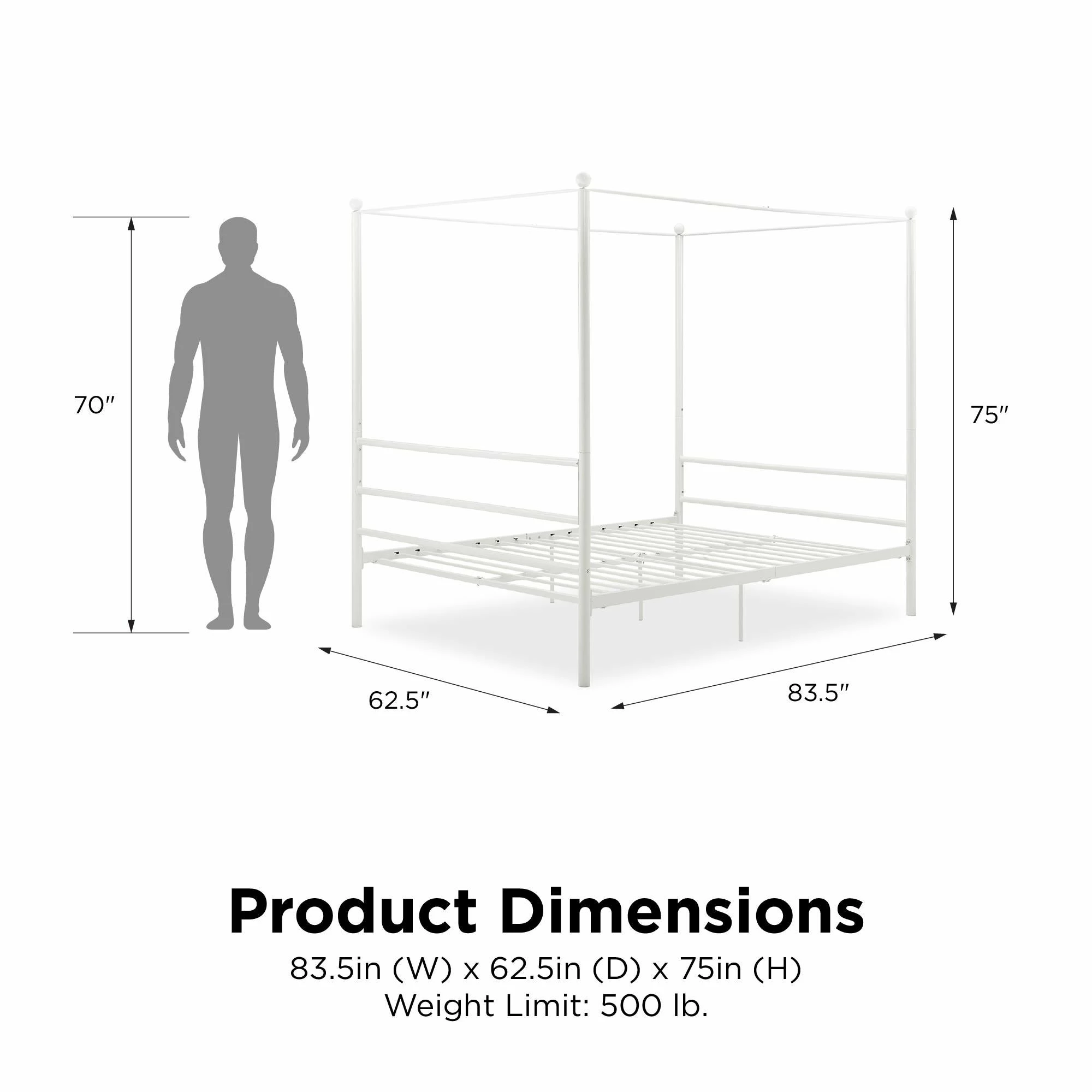 Outlet π Avenue Greene Knox Four Post Metal Canopy Bed Gold π - Image 9
