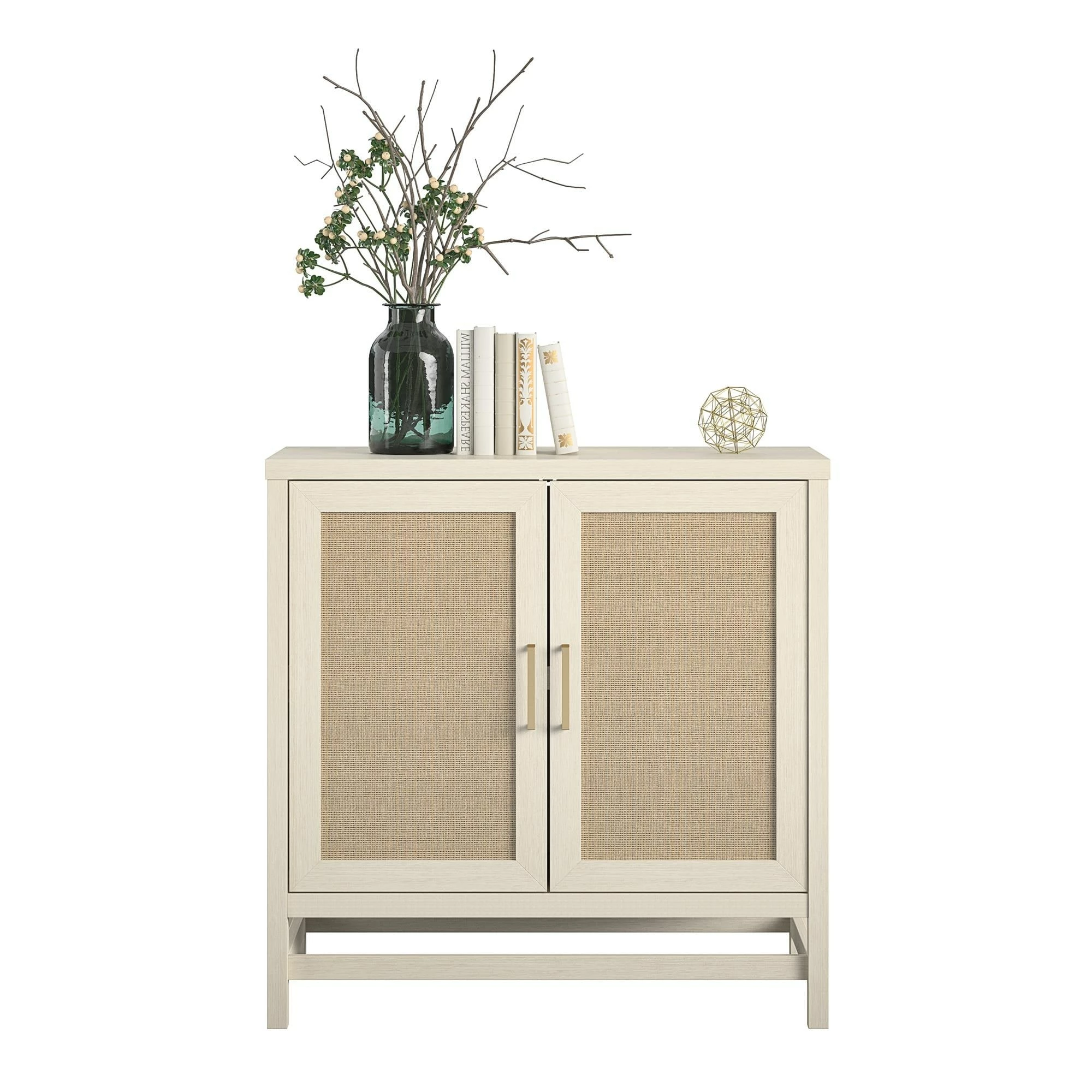 Promo π Avenue Greene Leeds Faux Rattan 2 Door Storage Cabinet Ivory Oak/faux Rattan β - Image 5