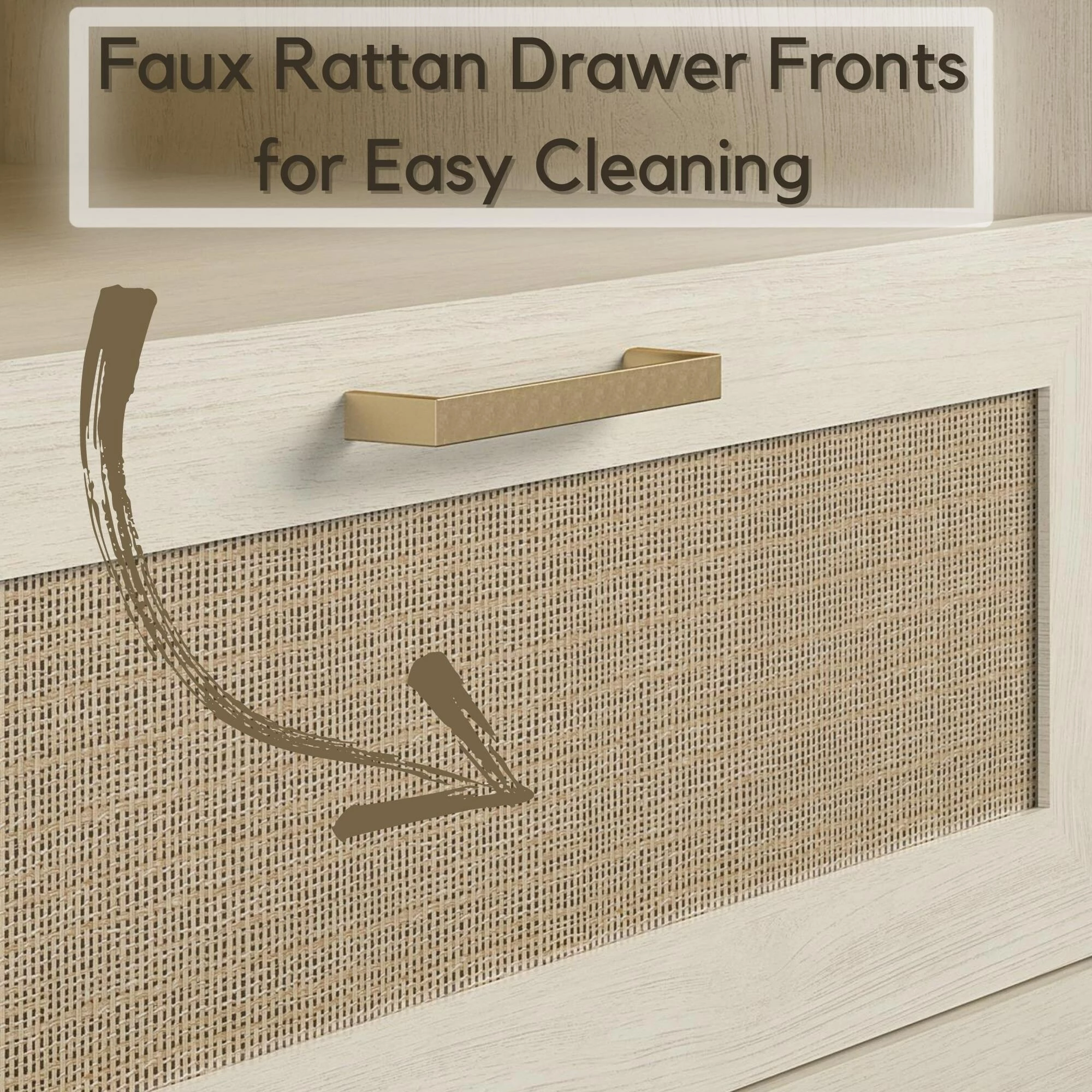 Promo π Avenue Greene Leeds Faux Rattan 2 Door Storage Cabinet Ivory Oak/faux Rattan β - Image 14