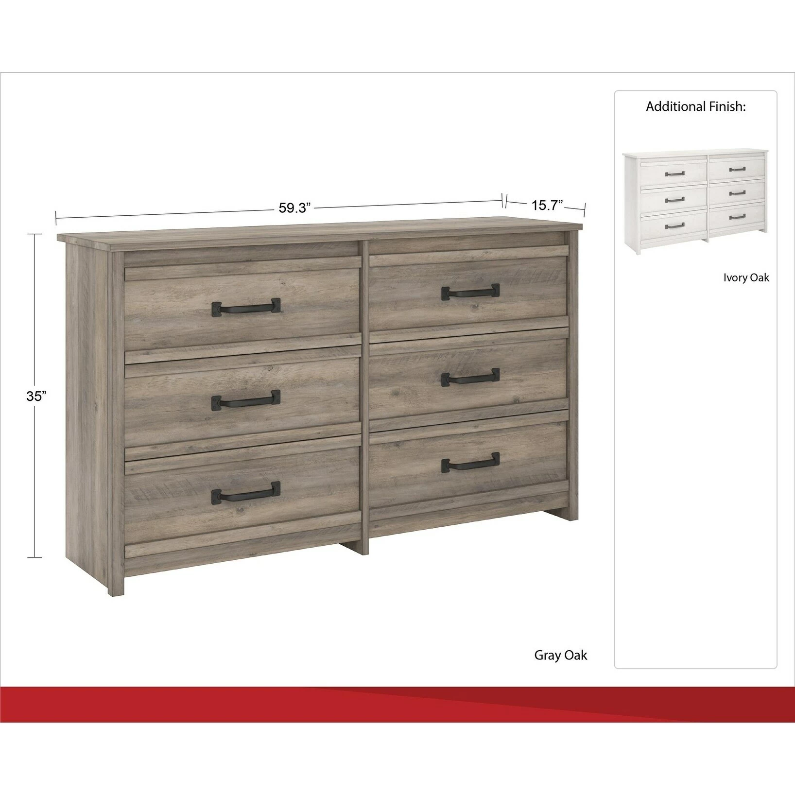 Best Sale ๐ฅ Avenue Greene Leland 6 Drawer ๐ Dresser ๐ - Image 9