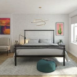 Brand new 💯 Avenue Greene Liane Industrial Minimalist Metal Platform Bed Black 🎁 -Avenue Greene Shop Avenue Greene Liane Metal Bed 3
