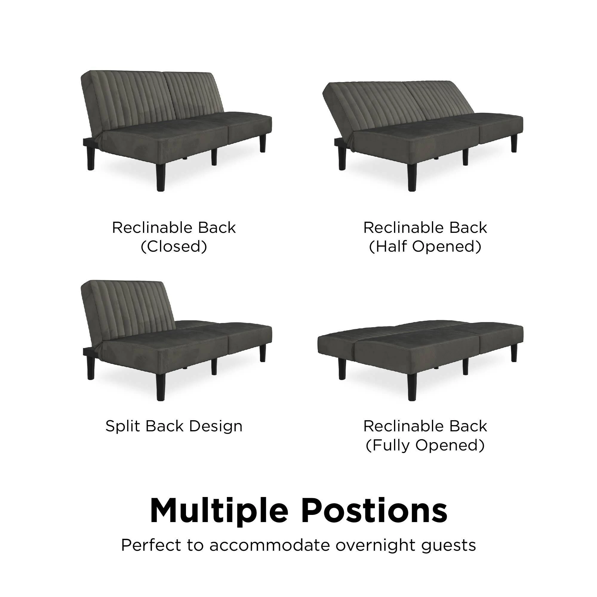 Brand new ๐ Avenue Greene Madelyn Futon Grey Velvet ๐ - Image 7