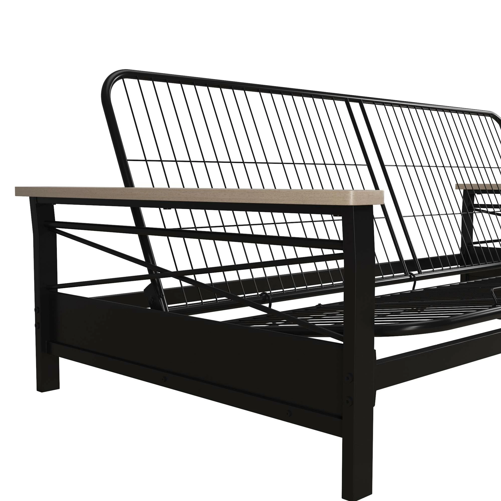 Best deal π Avenue Greene Nico Metal Futon Frame With Wood Armrests Espresso/black π₯ - Image 7