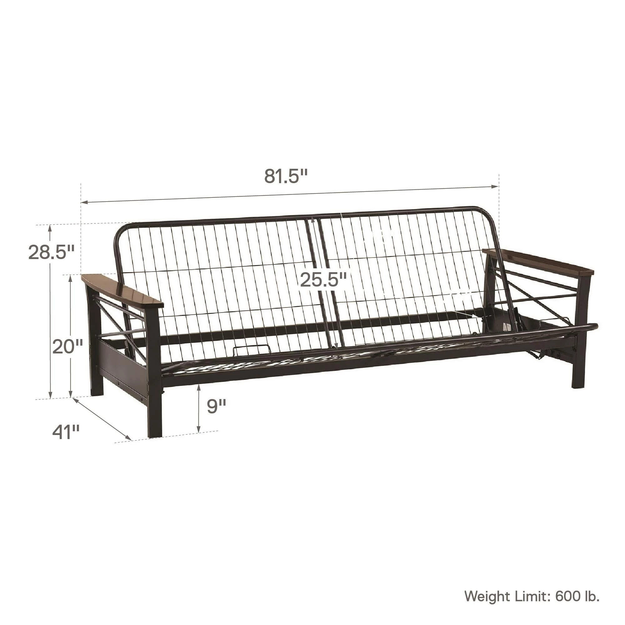 Best deal π Avenue Greene Nico Metal Futon Frame With Wood Armrests Espresso/black π₯ - Image 12