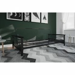 Best deal 🌟 Avenue Greene Nico Metal Futon Frame With Wood Armrests Espresso/black 🔥