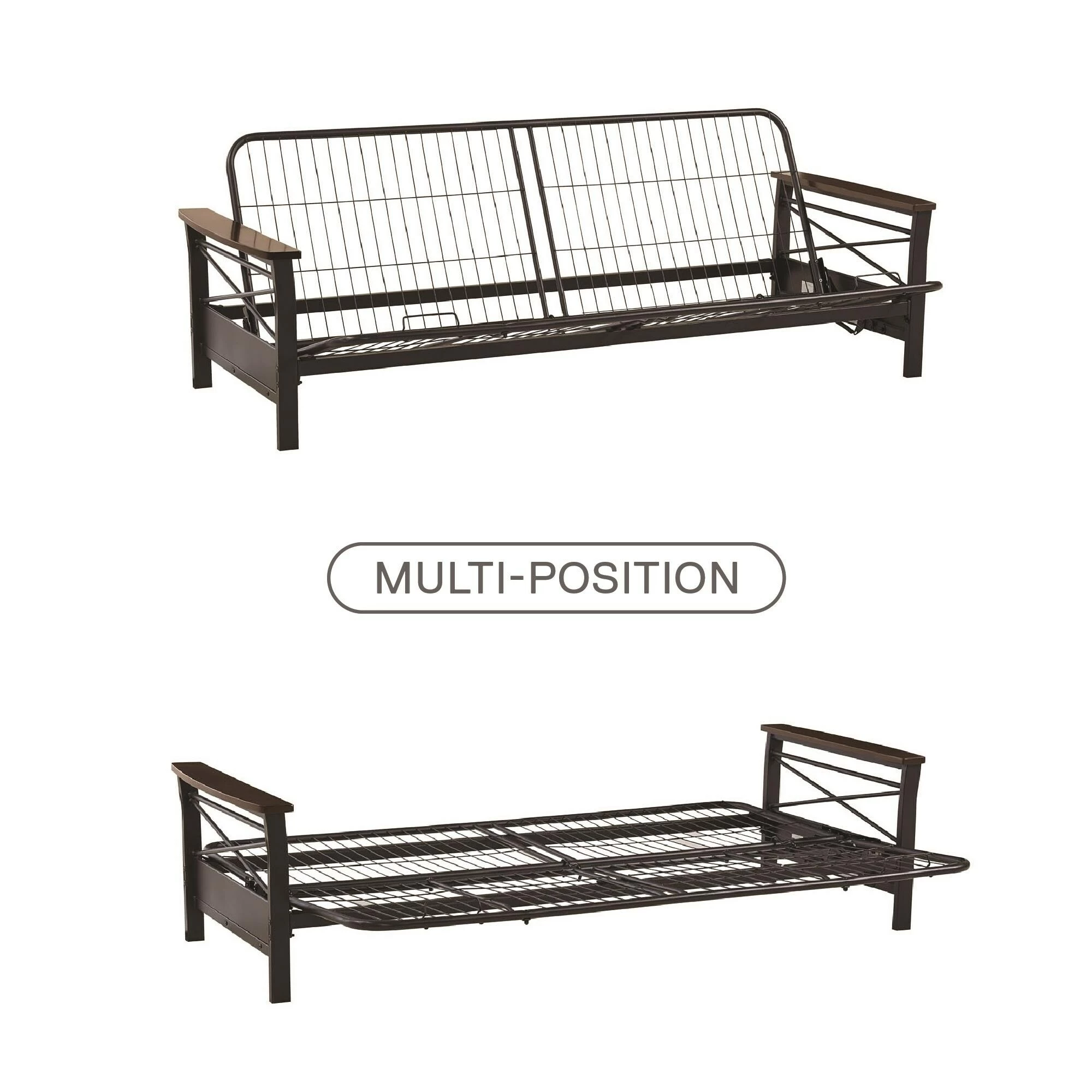 Best deal π Avenue Greene Nico Metal Futon Frame With Wood Armrests Espresso/black π₯ - Image 13
