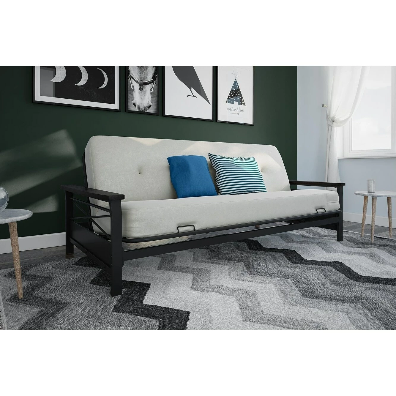 Best deal π Avenue Greene Nico Metal Futon Frame With Wood Armrests Espresso/black π₯ - Image 2