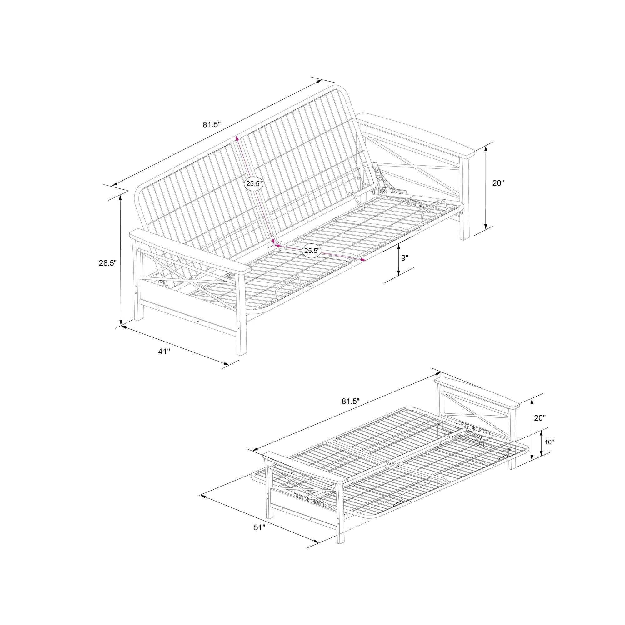 Best deal π Avenue Greene Nico Metal Futon Frame With Wood Armrests Espresso/black π₯ - Image 14
