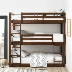 Outlet ⌛ Avenue Greene Nola Mocha Triple Floor Bunk Bed 😉