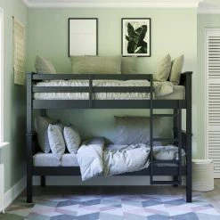 Cheap ❤️ Avenue Greene Perry Twin Over Twin Wood Bunk Bed For Kids Black 🎉