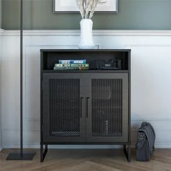 Hot Sale ⭐ Avenue Greene Picardy Storage Cabinet Black Oak 🎁