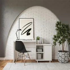 Brand new ✔️ Avenue Greene Riverton Computer Desk / Cabinet Combo With Wireless Charging Port White 😍