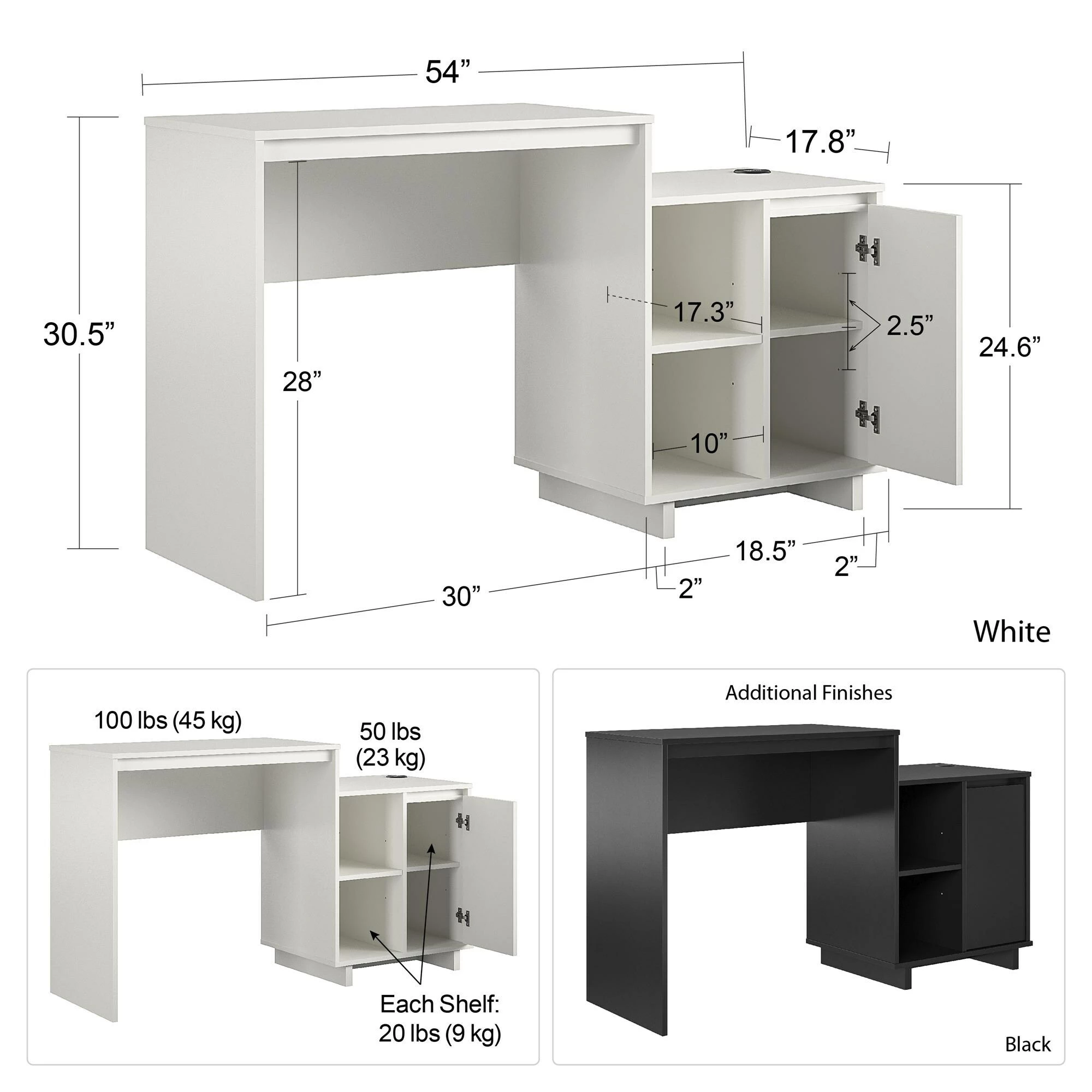 Brand new βοΈ Avenue Greene Riverton Computer Desk / Cabinet Combo With Wireless Charging Port White π 11 Brand new βοΈ Avenue Greene Riverton Computer Desk / Cabinet Combo With Wireless Charging Port White π - Image 9