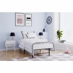 Discount 🛒 Avenue Greene Tara Black Metal Platform Bed Frame And Mattress Foundation 👍