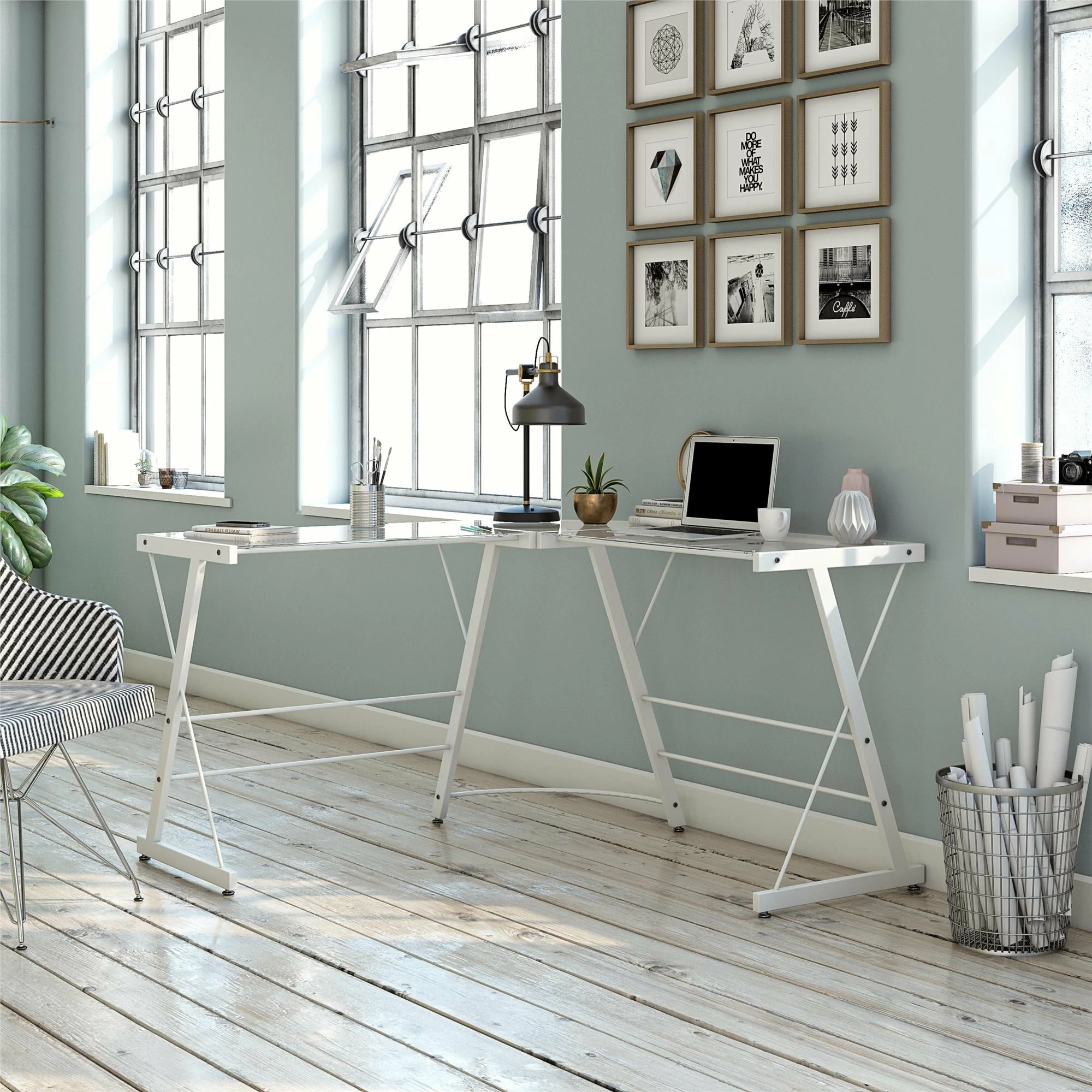 Outlet π Avenue Greene Thomas Glass L-shaped Computer Desk Grey π 4 Outlet π Avenue Greene Thomas Glass L-shaped Computer Desk Grey π - Image 2